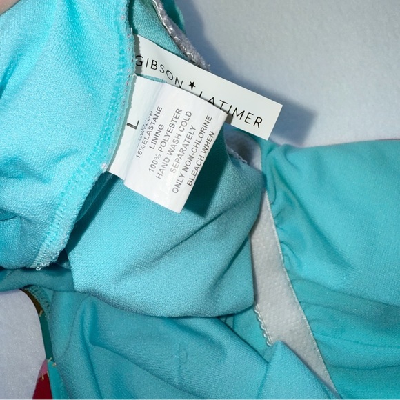 Gibson Latimer Multicolor Rainbow and gold striped One-Piece Swimsuit size Large - Picture 3 of 8